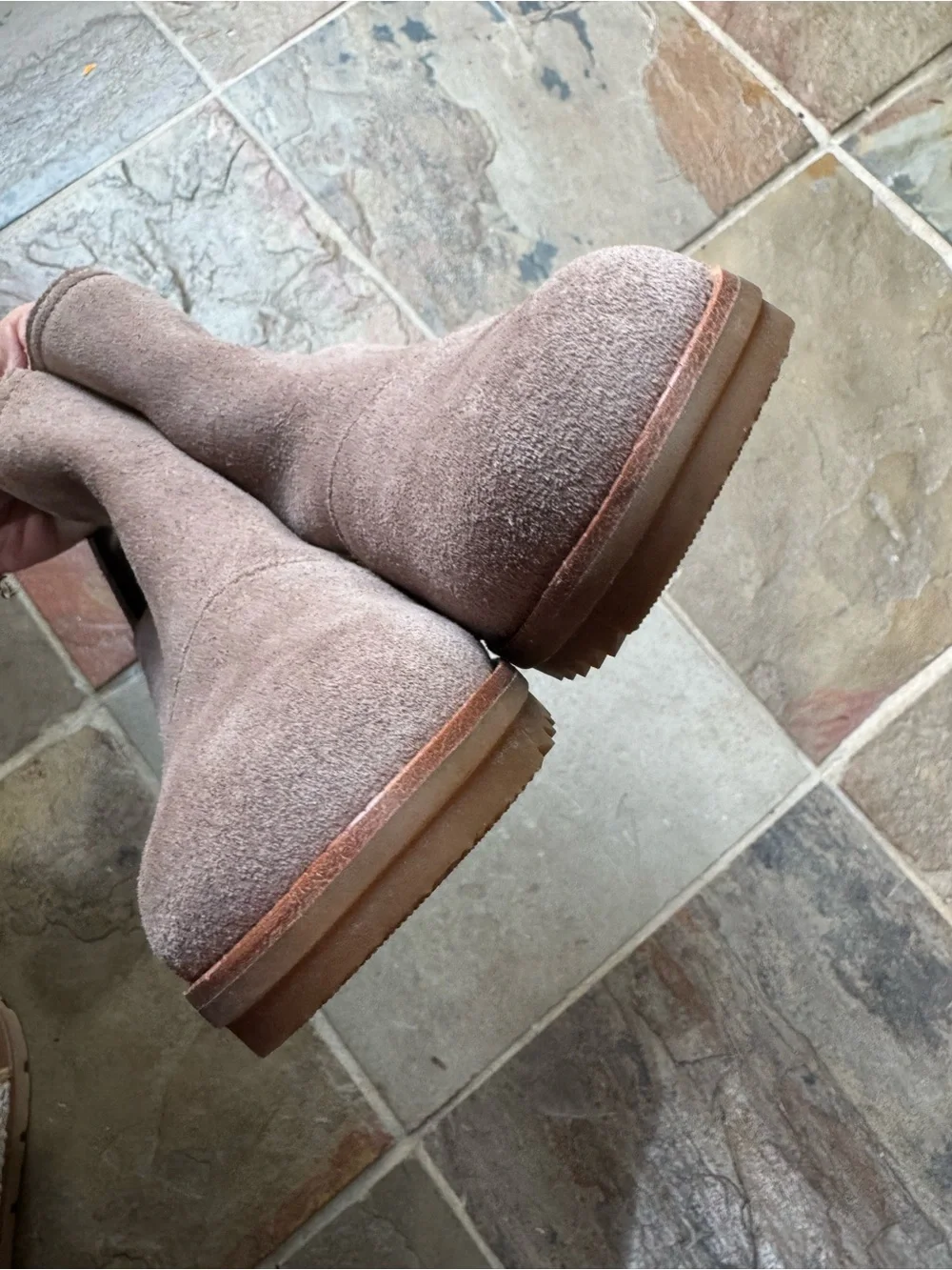 SOREL Cate Cut-Out Waterproof Suede Booties Ash Brown Size 6.5 Pristine